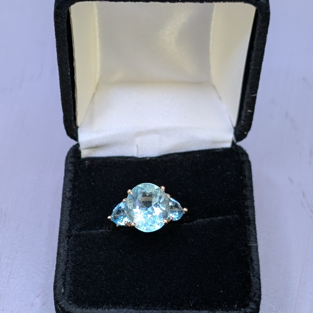 Vintage 14KP Blue Gemstone Ring